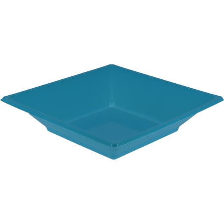 Assiette Plastique Creuse Carrée Turquoise17cm (300 Utés)