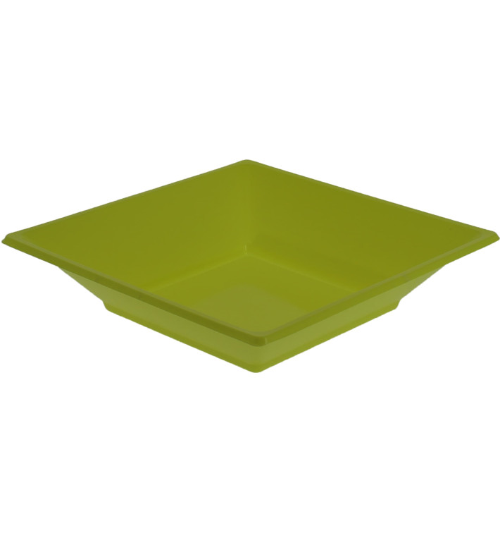 Assiette Plastique Creuse Carrée Pistache 170mm (25 Unités)