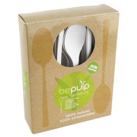 Petite Cuillère Biodégradable CPLA Blanc 120mm en boîte (50 Utés)