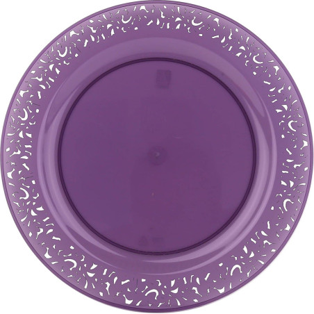 Assiette Plastique Ronde "Lace" Aubergine Ø23cm (88 Utés)