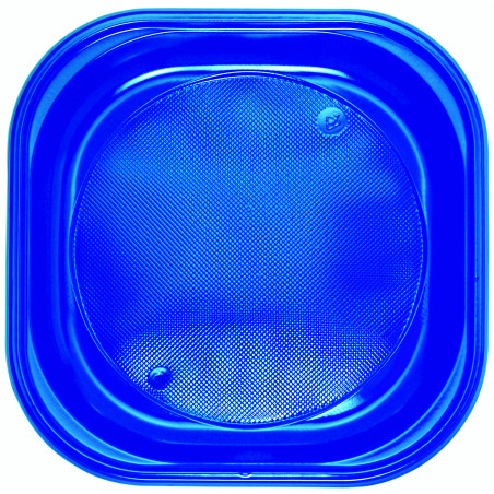 Assiette Réutilisable PS Carrée Bleu Foncé 200x200mm (25 Utés)