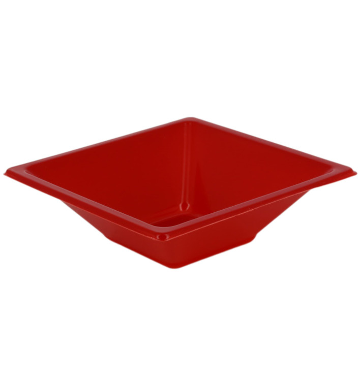 Bol en Plastique PS Carré Rouge 12x12cm (1500 Utés)