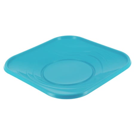 Assiette Réutilisable Economique PP "X-Table" Turquoise 23x23cm (8 Utés)