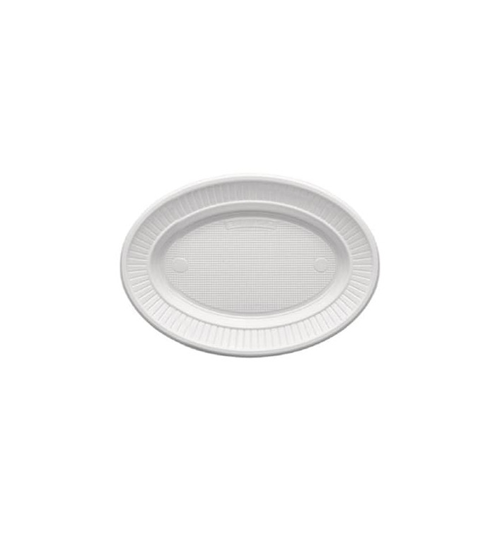 Assiette Plastique PS Ovale Plate Blanche (1000 Unités)