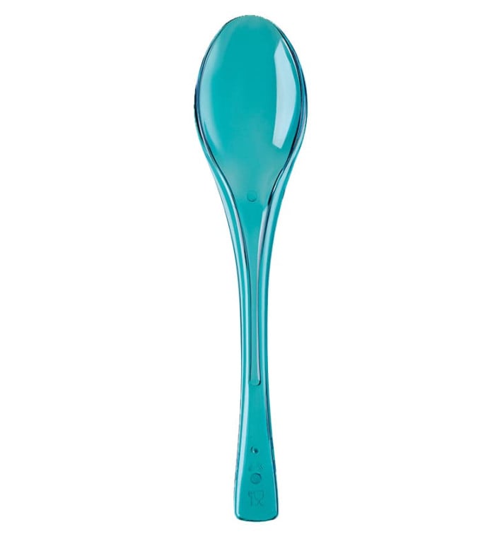 Cuillère Plastique Fly turquoise Transp. 145mm (50 Unités)