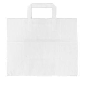 Sac Papier Blanc avec Anses Plates 70g 32+20x23cm (50 Utés)