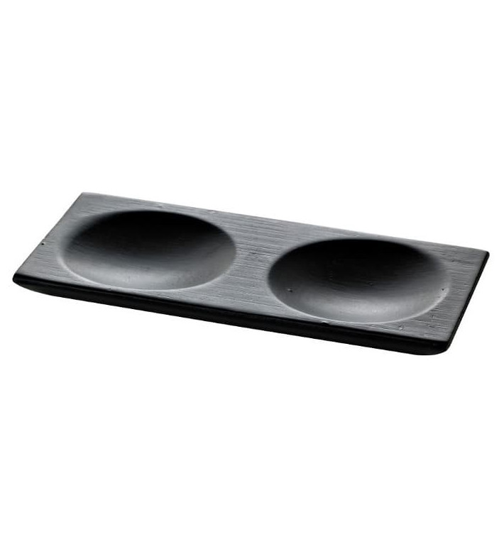 Plat Dégustation en Bambou 2C Noir 12x6cm (12 Utés)