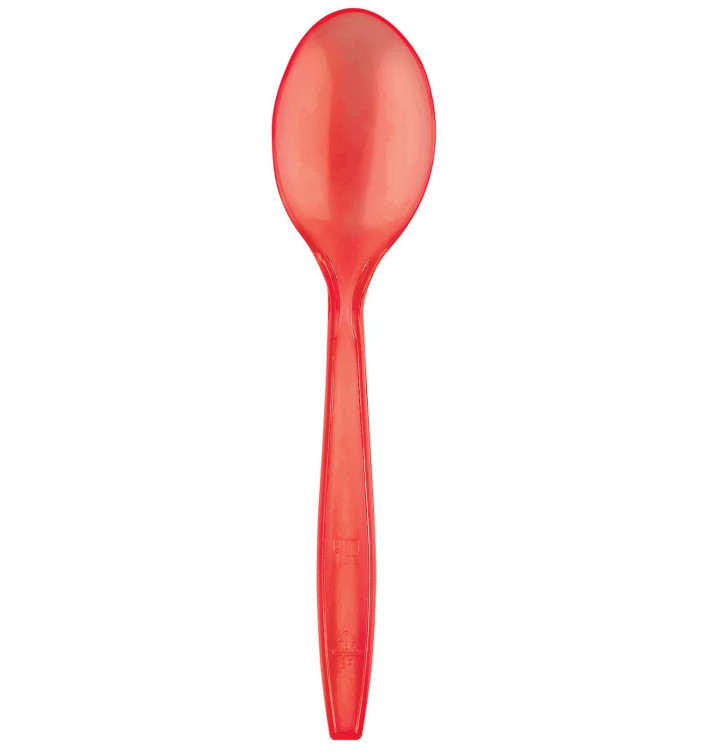 Cuillère Plastique PS Premium Rouge 190mm (50 Utés)