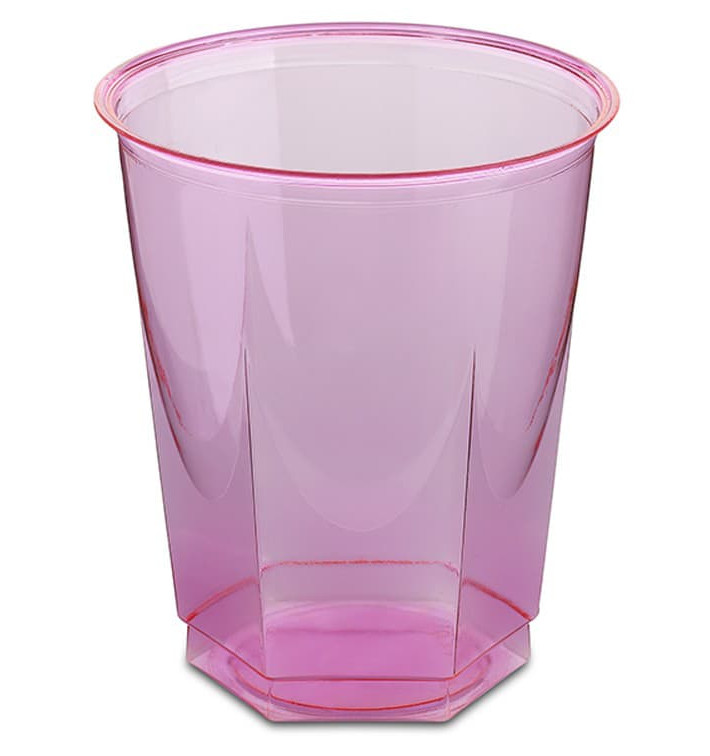 Gobelet Plastique Hexagonal Fuchsia PS Cristal 250ml (10 Utés)