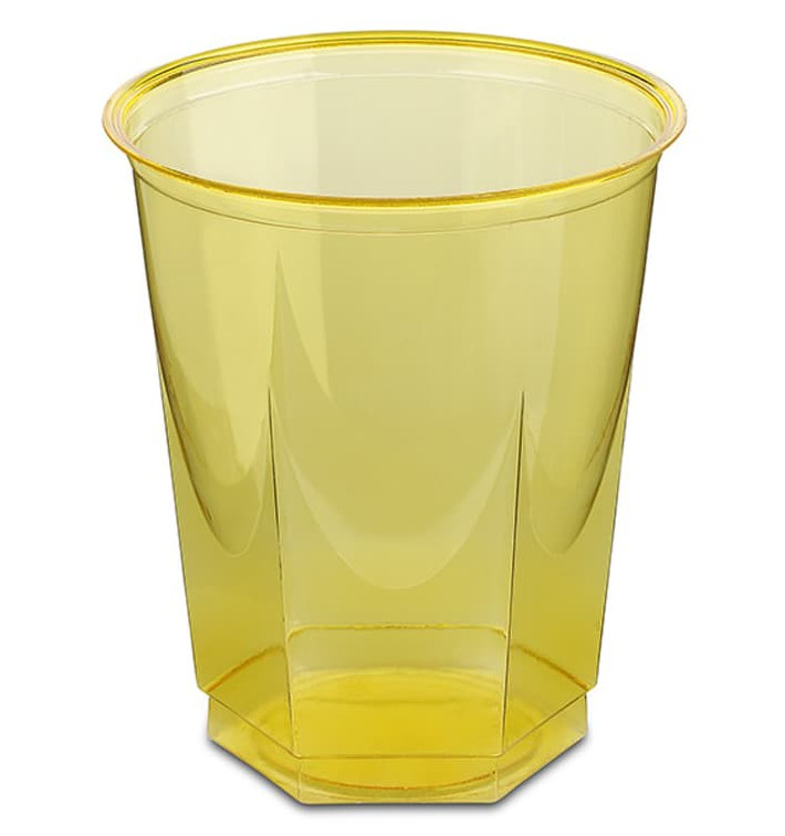 Gobelet Plastique Hexagonal Jaune PS Cristal 250ml (250 Utés)