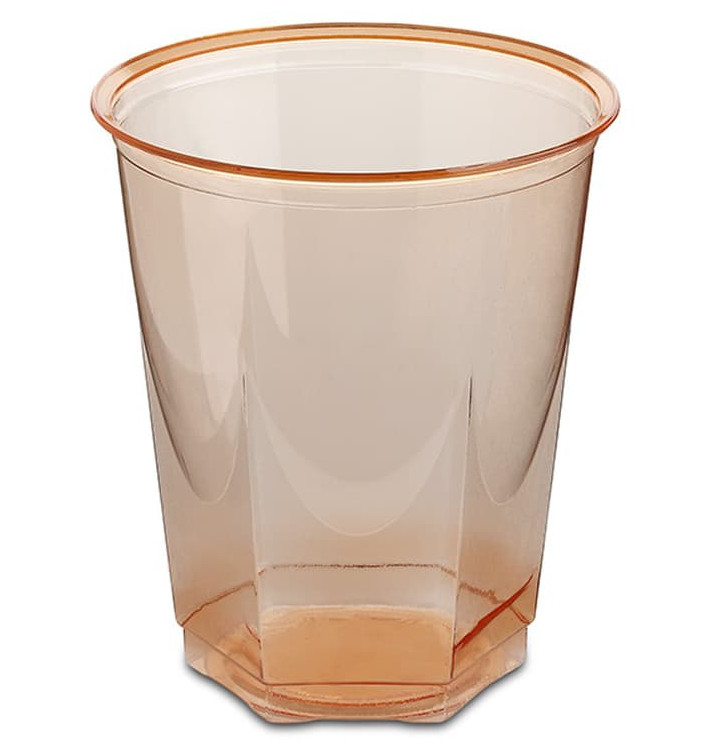 Gobelet Plastique Hexagonal Orange PS Cristal 250ml (10 Utés)