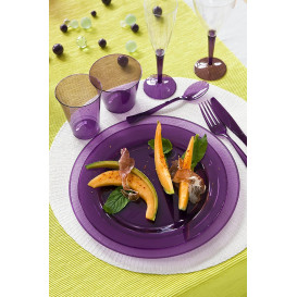 Assiette Plastique Extra Dur Aubergine 19cm (10 Unités)