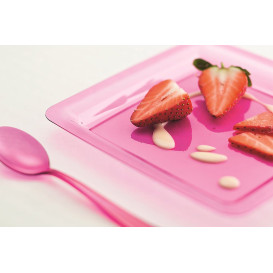 Assiette Carrée Extra Dur Framboise 22,5x22,5cm (6 Utés)