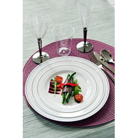 Assiette en Plastique Dur avec Liseré Argent 19cm (120 Utés)