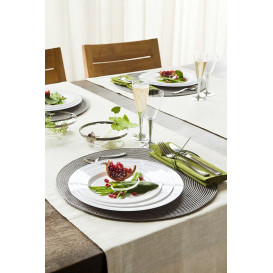 Assiette en Plastique Dur avec Liseré Argent 19cm (120 Utés)