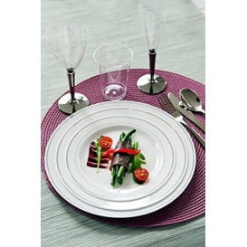 Assiette en Plastique Dur avec Liseré Argent 19cm (20 Utés)