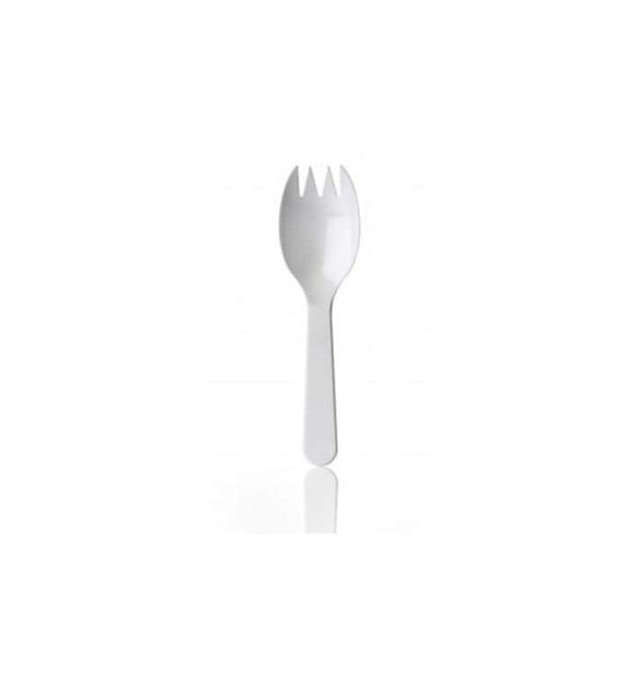 Fourchette Plastique SPORK Blanche 98mm (1000 Unités)