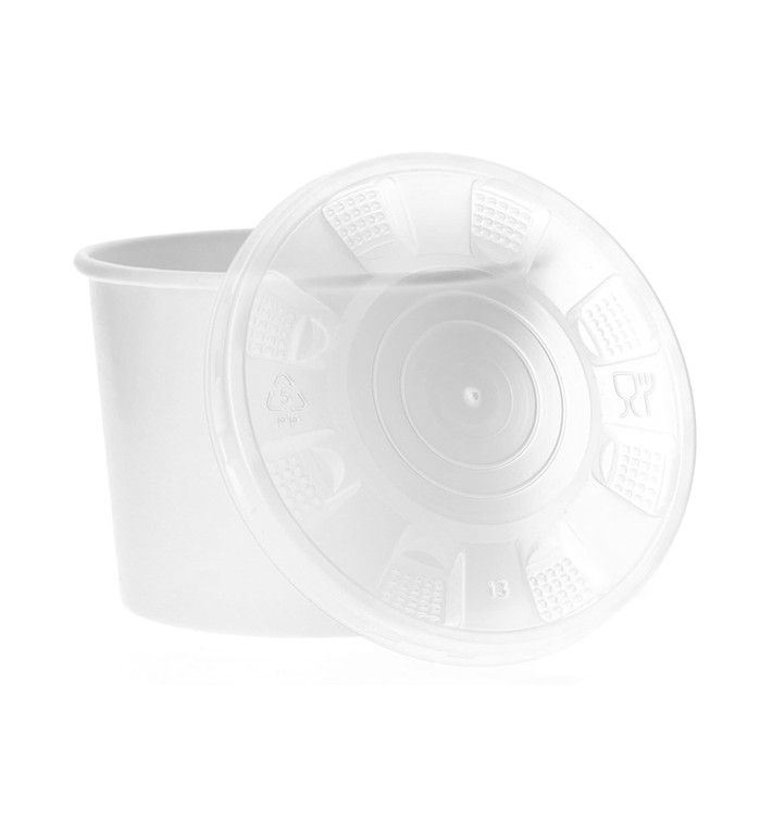 Pot en Carton Blanc avec Couvercle PP 350ml (50 Unités)