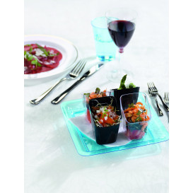 Assiette plastique carrée extra dur Turquoise 18x18cm (108 Unités)