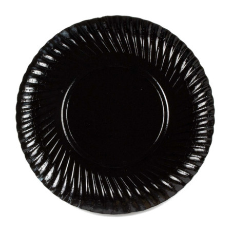 Assiette ronde en Carton Noir 25cm (100 Unités)