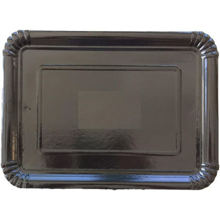 Plat rectangulaire en Carton Noir 14x21 cm (100 Unités)