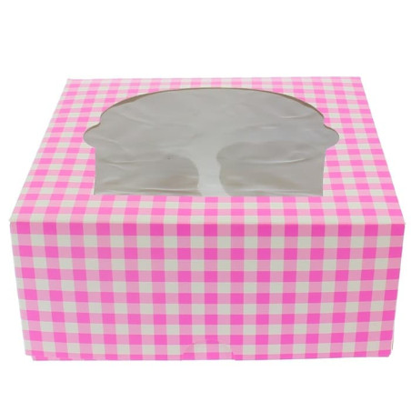 Boîte pour 4 Cupcakes Rose avec insert (20 Unités)