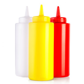 Bouteille pour Sauces Plastique Jaune 360ml (6 Utés)