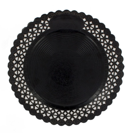 Assiette en Carton Ronde Dentelle Noir 35 cm (1 Utés)