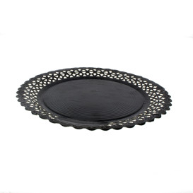 Assiette en Carton Ronde Dentelle Noir 35 cm (100 Utés)