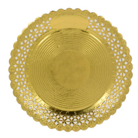 Assiette en Carton Ronde Dentelle Doré 25 cm (10 Utés)