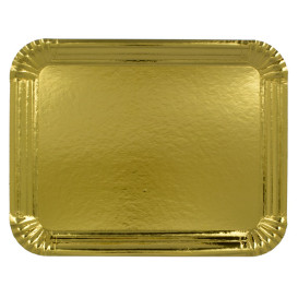 Plat rectangulaire en Carton Doré 14x21 cm (1400 Unités)