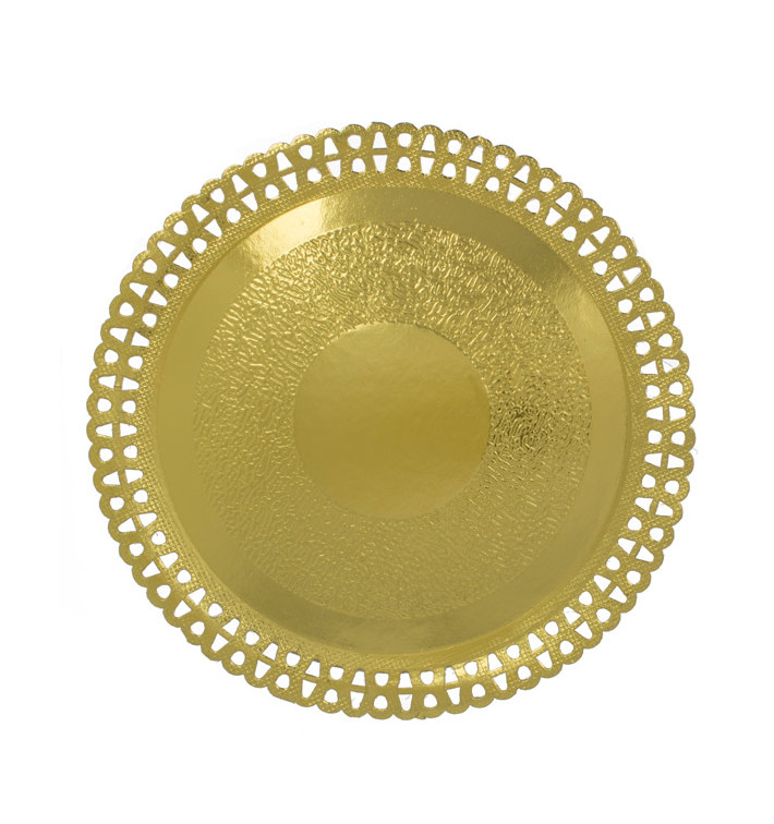 Assiette en Carton Ronde Dentelle Doré 230 mm (50 Utés)