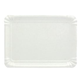 Plat rectangulaire en Carton Blanc 14x21 cm (100 Unités)