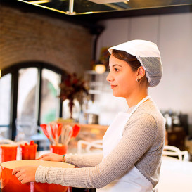 Casquette Cuisinière avec Filet Coton Blanc (1 Unité)