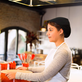 Casquette Cuisinière avec Filet Coton Noir (25 Unités)