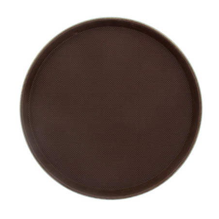 Plateau PP Rond Antidérapant Marron Ø40,0cm (1 Uté)