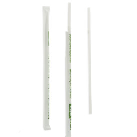 Paille Flexible Emballée PLA Blanc Ø5mm 21cm (250 Utés)