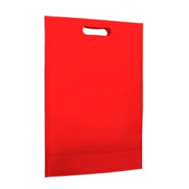 Sac Non-Tissé avec Anses Découpées Rouge 30+10x40cm (200 Utés)