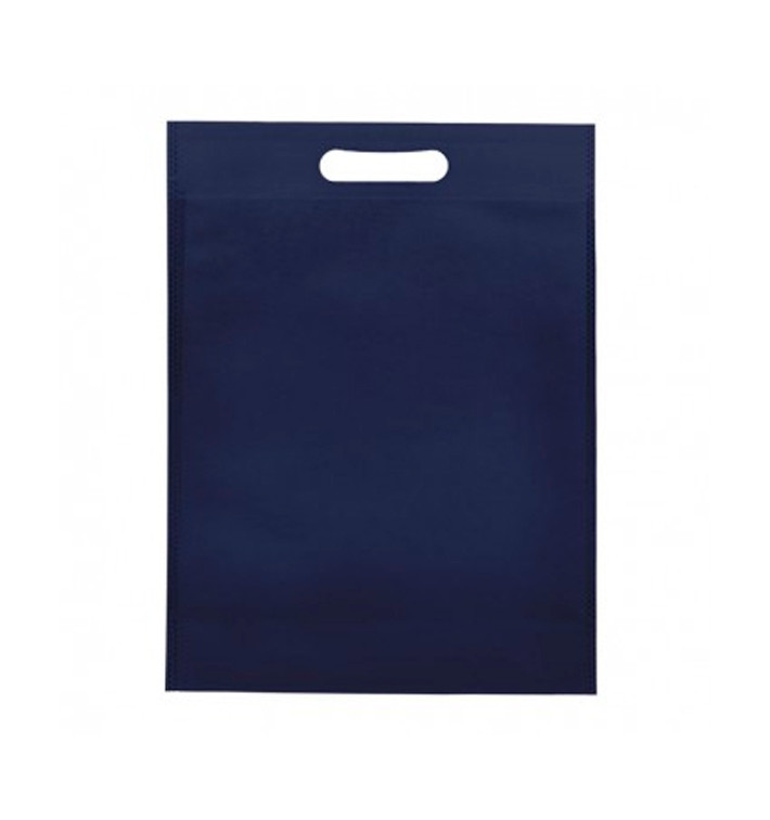 Sac Non-Tissé avec Anses Découpées Bleu Marine 30+10x40cm (200 Utés)