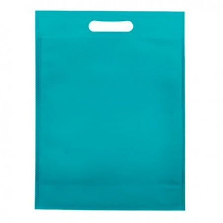 Sac Non-Tissé avec Anses Découpées Aigue-Marine 30+10x40cm (25 Utés)