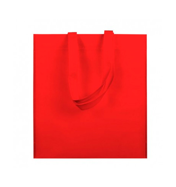 Sac Non-Tissé avec Anses Longues Rouge 38x42cm (200 Utés)