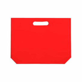 Sac Non-Tissé avec Anses Découpées Rouge 34+8x26cm (25 Utés)