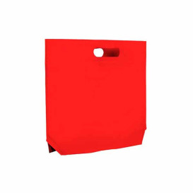 Sac Non-Tissé avec Anses Découpées Rouge 34+8x26cm (200 Utés)