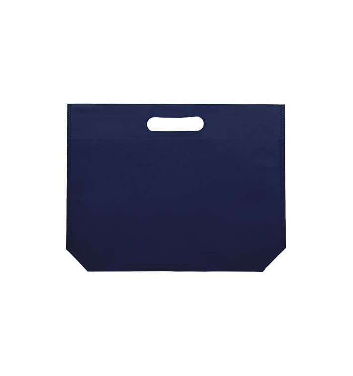 Sac Non-Tissé avec Anses Découpées Bleu Électrique 34+8x26cm (25 Utés)