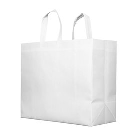 Sac Grand Non-Tissé PREMIUM Blanc 45+12x40cm (25 Utés)