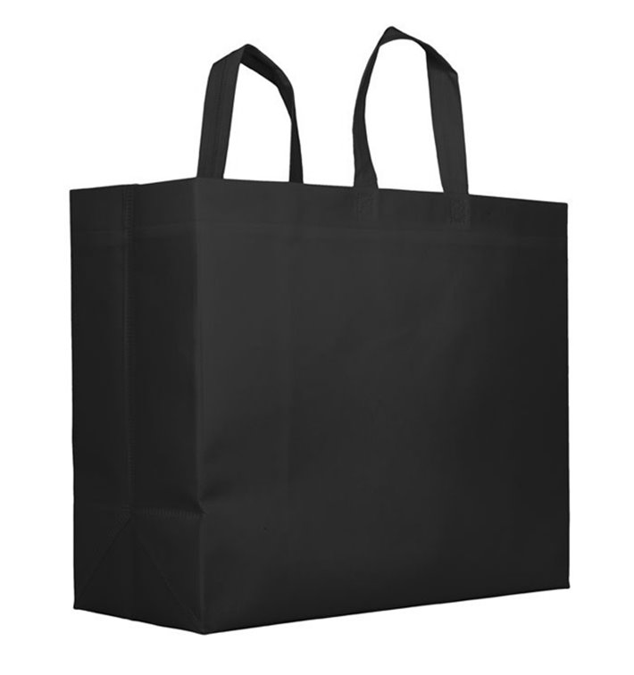 Sac Grand Non-Tissé PREMIUM Noir 45+12x40cm (100 Utés)