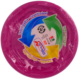 Assiette Creuse Plastique Ronde Octogonal Fuchsia Ø220 mm (25 Utés)