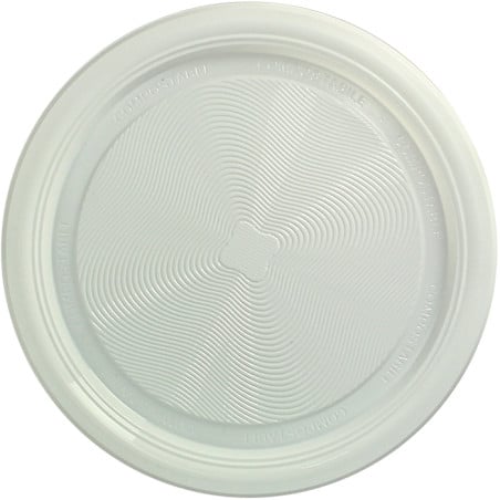 Assiette Amidon Maïs PLA Plate Blanc Ø170 mm (25 Utés)