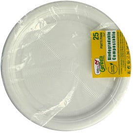 Assiette Amidon Maïs PLA Plate Blanc Ø170 mm (25 Utés)