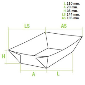 Barquette Carton Kraft-Kraft 11,0x7,0x3,5cm 300ml (25 Utés)